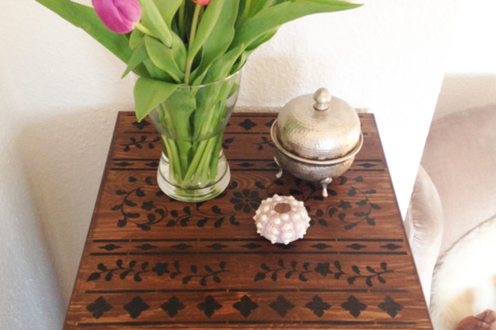 This image shows the finished IKEA Hack TARVA oriental inspired.