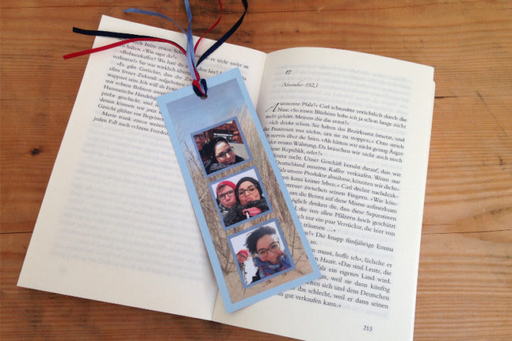 Vacation Memory Bookmark made from paper, photos and ribbon