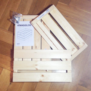 IKEA Hack Knagglig. Pine Wood crate transformed into a storage ottoman