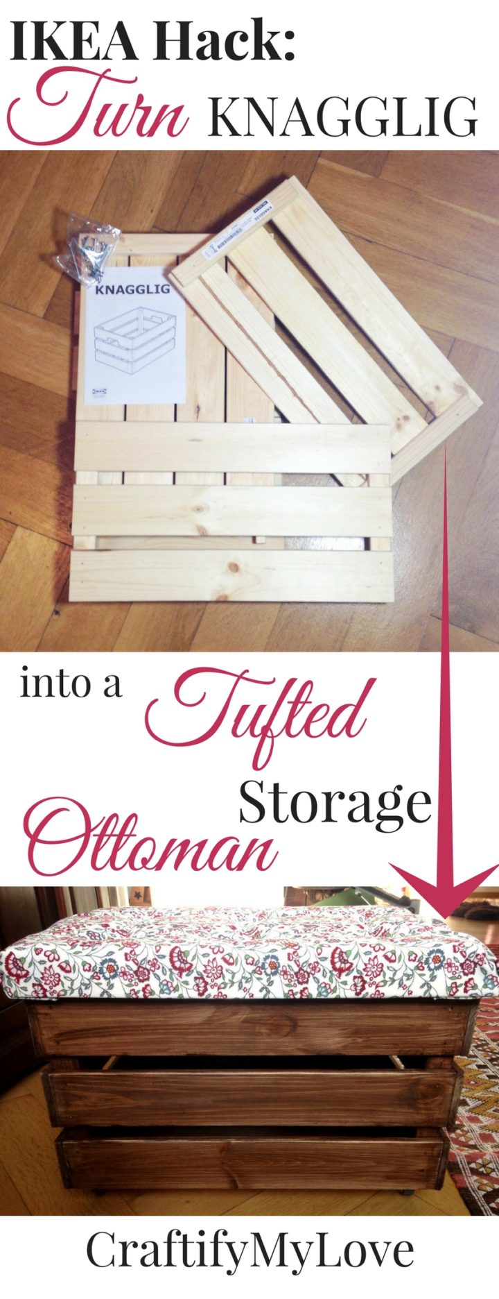 IKEA Hack Tufted Storage Ottoman Craftify My Love