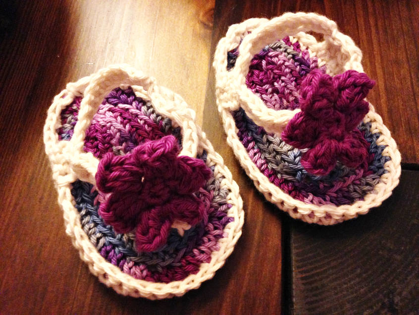 Crocheted baby 2024 flip flops