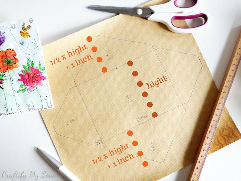 measuring the hight of top and bottom flap of diy envelope