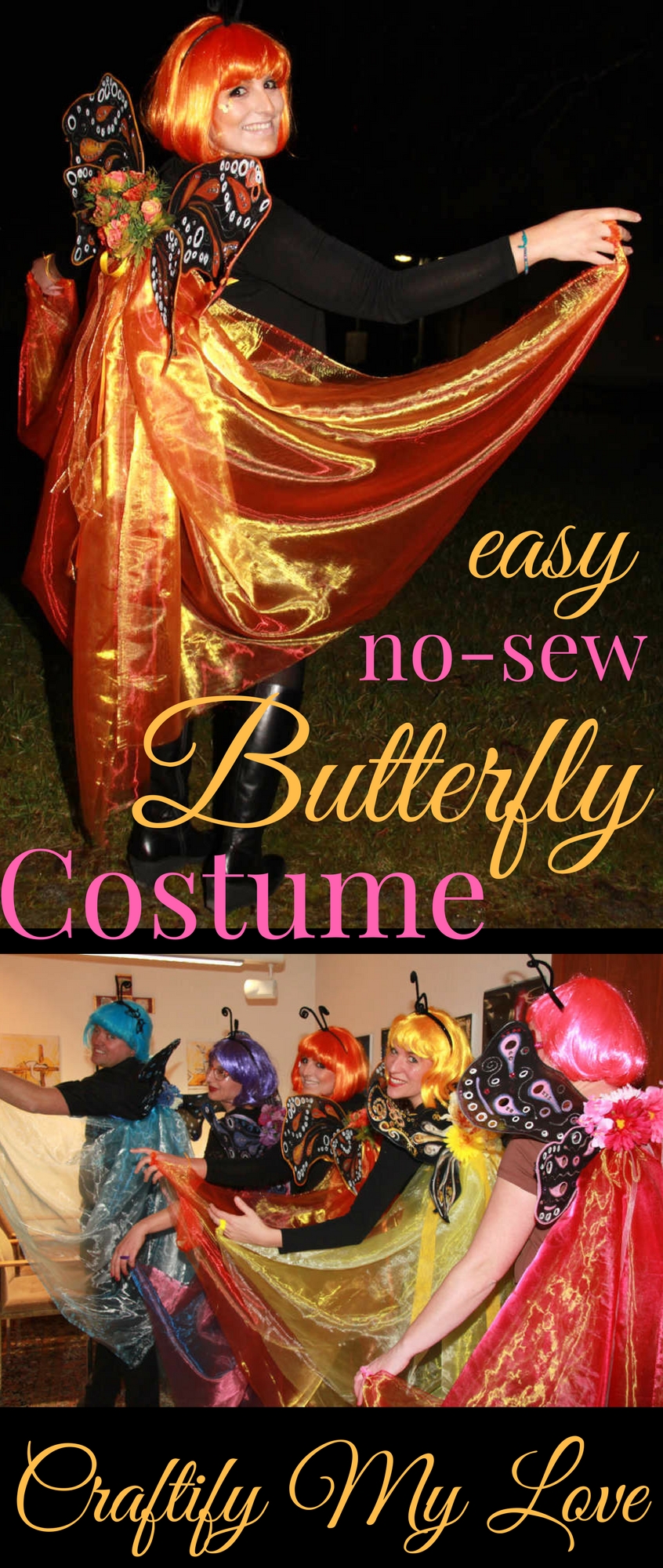 Gorgeous Halloween family group costume! Click for an easy DIY to get your own butterfly swarm!