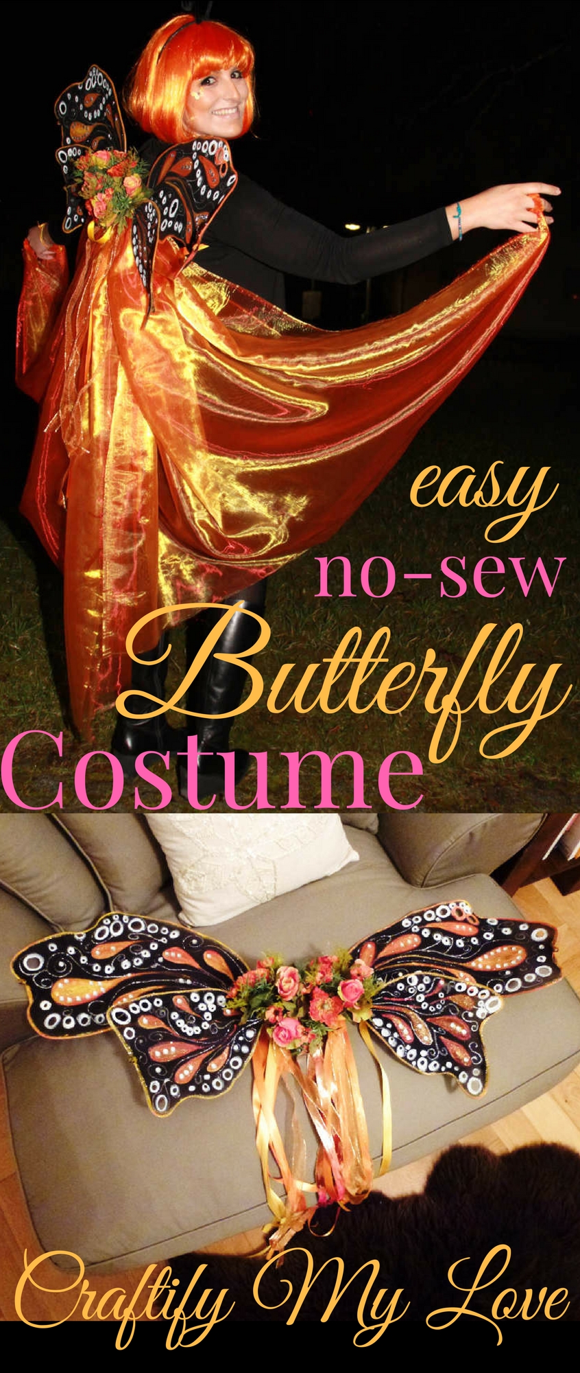 Like this Halloween costume idea for a butterfly or fairy? Make easily your own with this free tutorial!