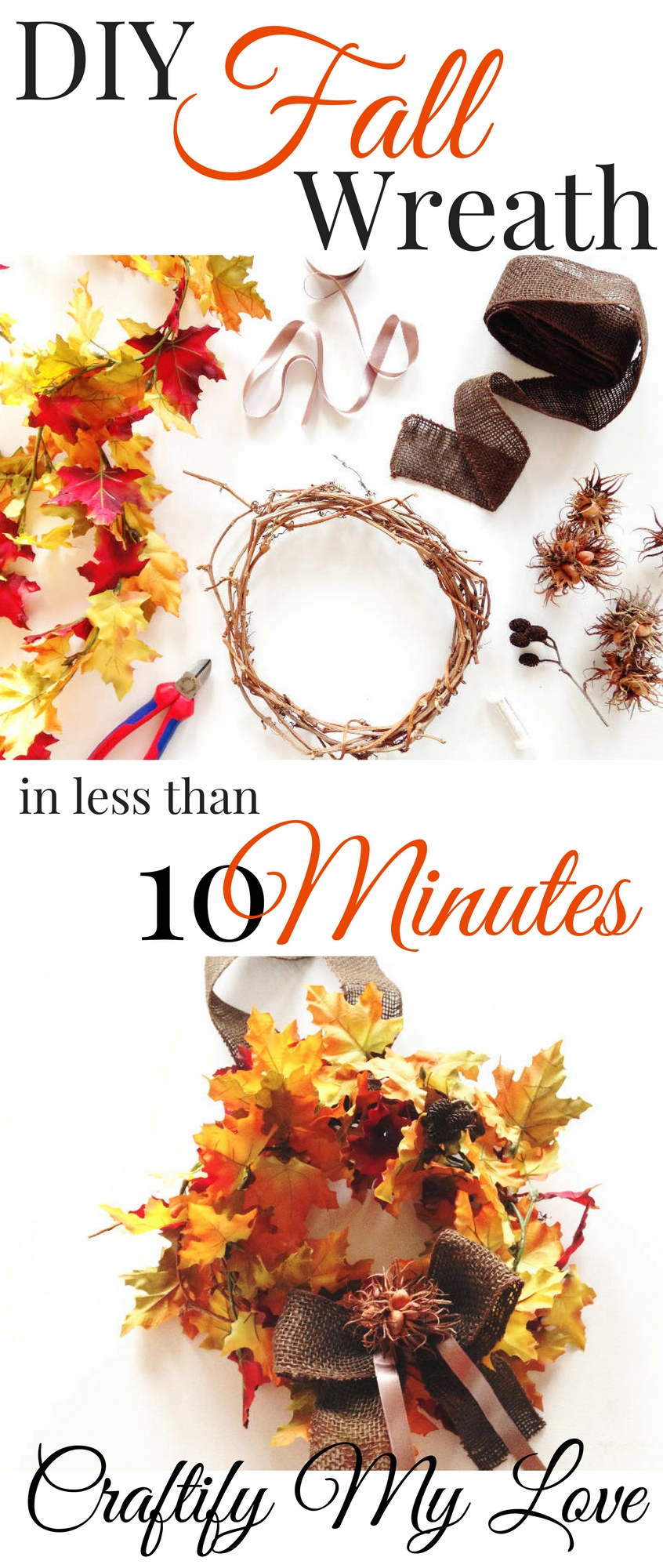 Make this fall leaves wreath with 4 supplies in less than 10 minutes