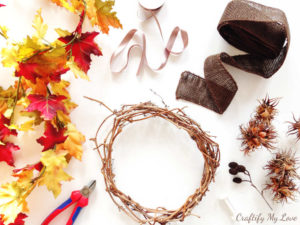 Supplies necessary to follow along this easy fall wreath tutorial