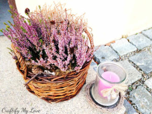 easy DIY heather fall basket arrangement