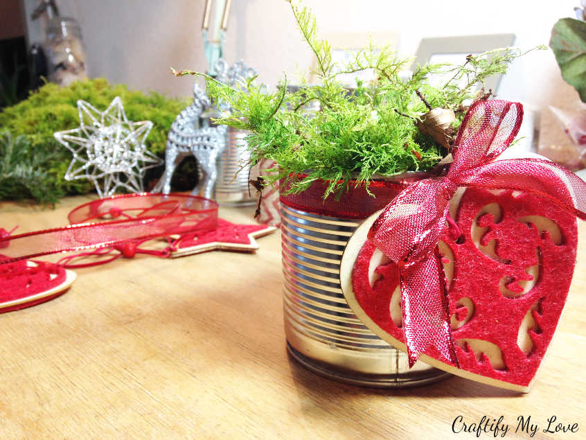 adding natural moss for crafty advent decoration project