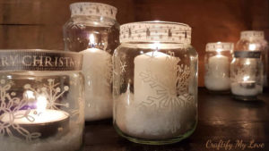 DIY snowflake candle holder recycled jars project