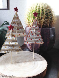 Cone Christmas Trees from Vintage Wrapping Paper (to go with your