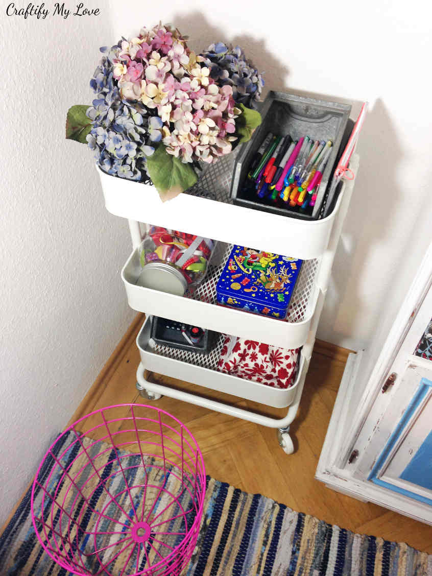 The best investment ever for my craft room: IKEA RASKOG caddy is the star of this craft room challenge