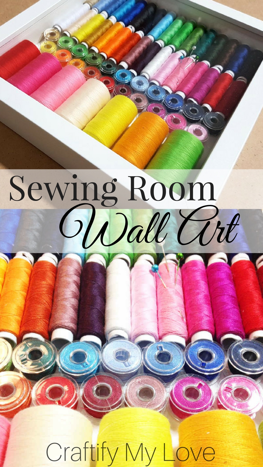 Make this easy yet stunning wall art for your Sewing or Craft Room using the IKEA frame Ribba | #IKEAhack #wallart #decor #craftroom #sewingroom #recyclingproject #upcycling #RIBBA #bobbins #spools