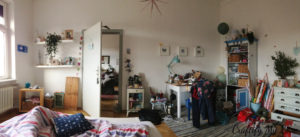 This is what I wake up to every morning. A messy craft space in my bedroom.
