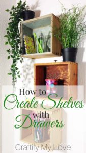 Learn how to create unique shelves by repurposing old drawers. Click for step-by-step instructions including video tutorial | #upcycling #repurposing #diy #shelvesfromdrawers #roadsidefind #fromtrashtotreasure