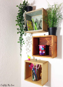 Rustic DIY project: recycling old drawers into shelving unit