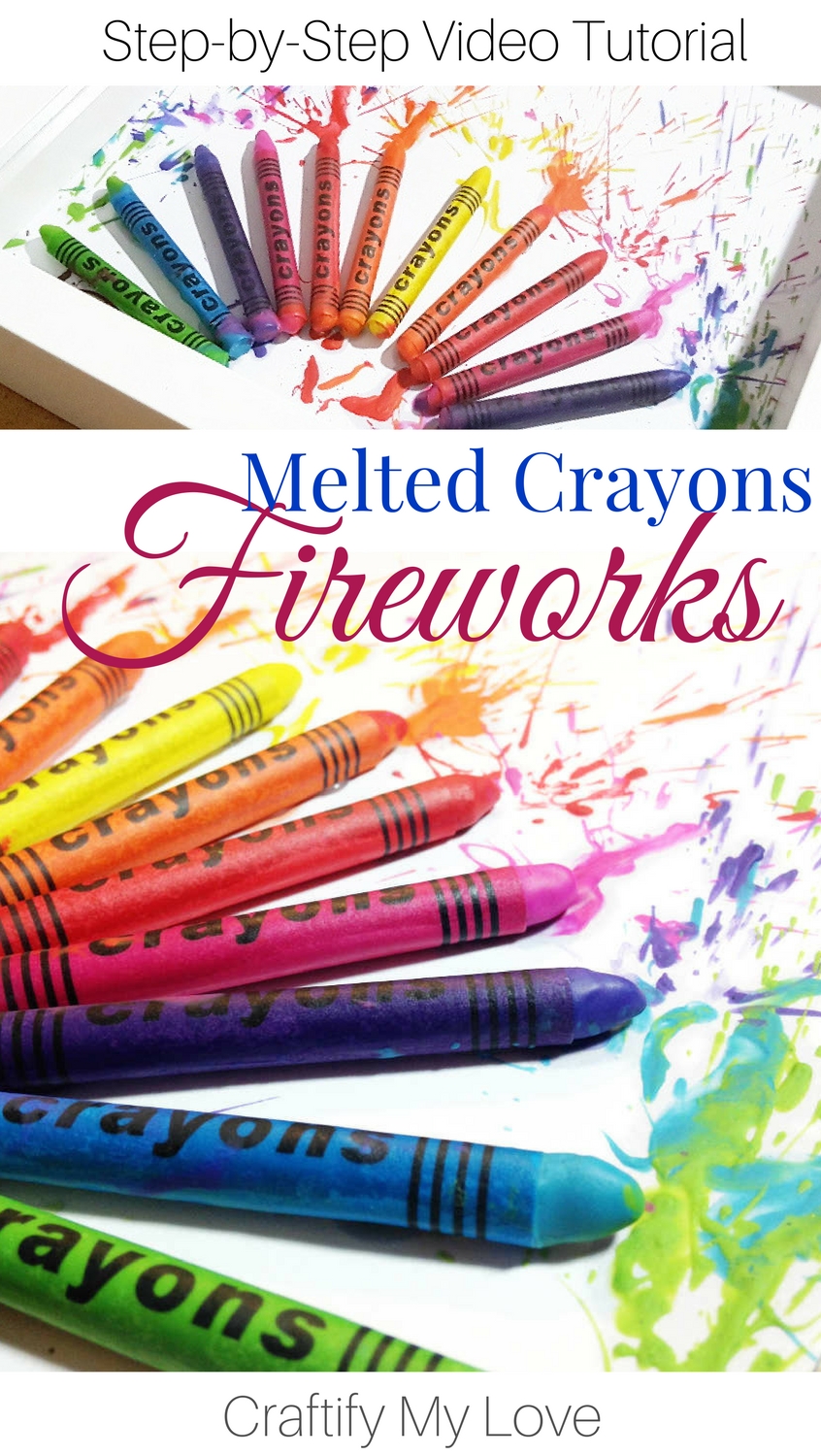 Learn how to make Melted Crayons Fireworks in IKEAS shadow frame RIBBA. Click for easy step-by-step instructions including video tutorial! | #meltedcrayons #kidscraft #summeractivities #shadowbox #fireworks #diy #homedecor #wallart