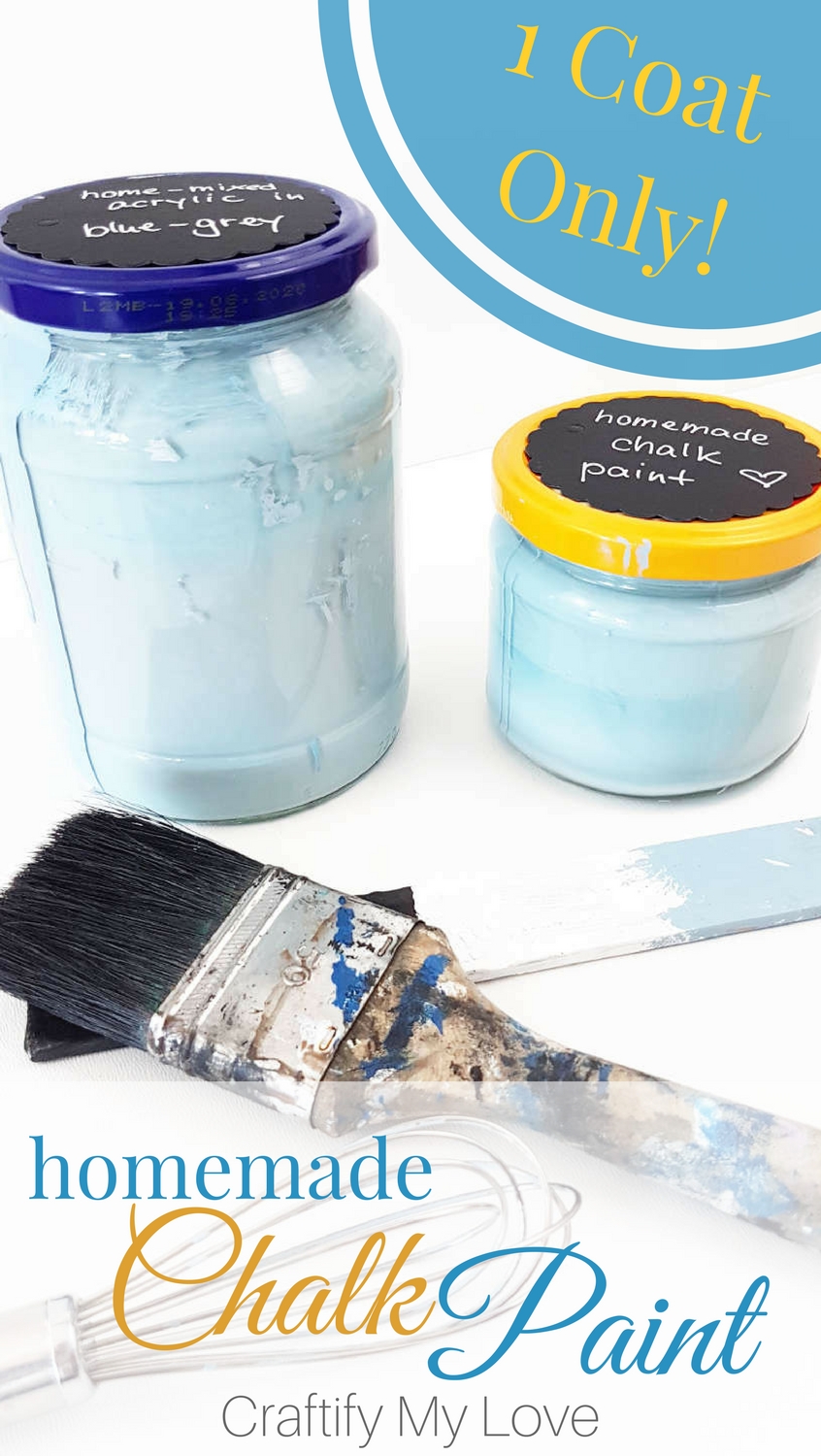 Learn how to make homemade Chalk Paint that has full coverage with one coat only! #chalkpaint #diychalkpaint #homemadechalkpaint #paint #diyfurniture