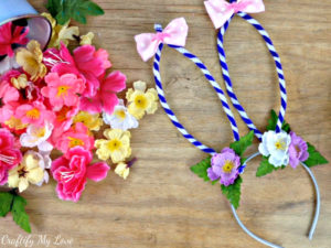 pick out silk flowers of your liking to decorate your bunny rabbit headband halloween costume or make it an easter crafts project