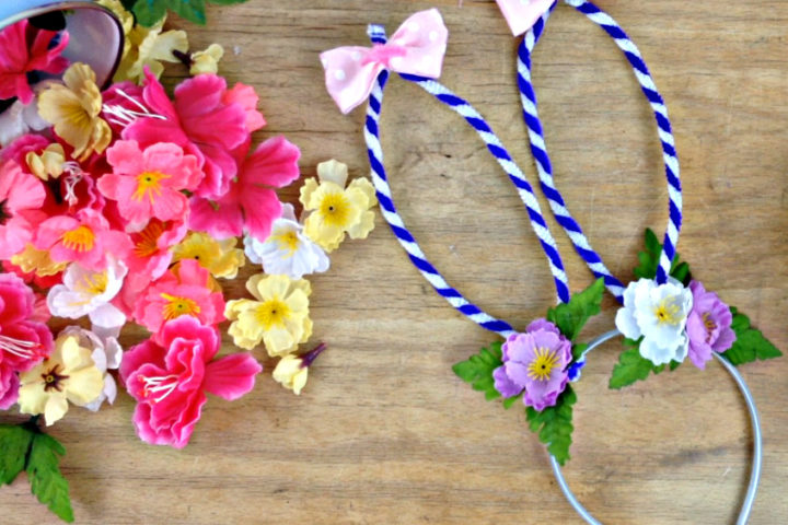 pick out silk flowers of your liking to decorate your bunny rabbit headband halloween costume or make it an easter crafts project