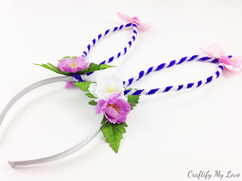 purple and white bounty bunny ears headband costume idea