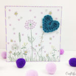 floral mixed media card with crocheted heart for Mother's Day