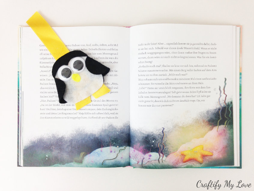 penguin kids craft felt bookmark mix & match rainy day summer fun activity