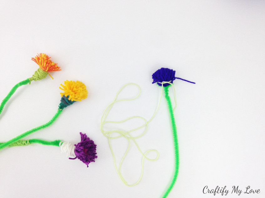pull fork out and secure with a knot. Start creating your flower crafts stem