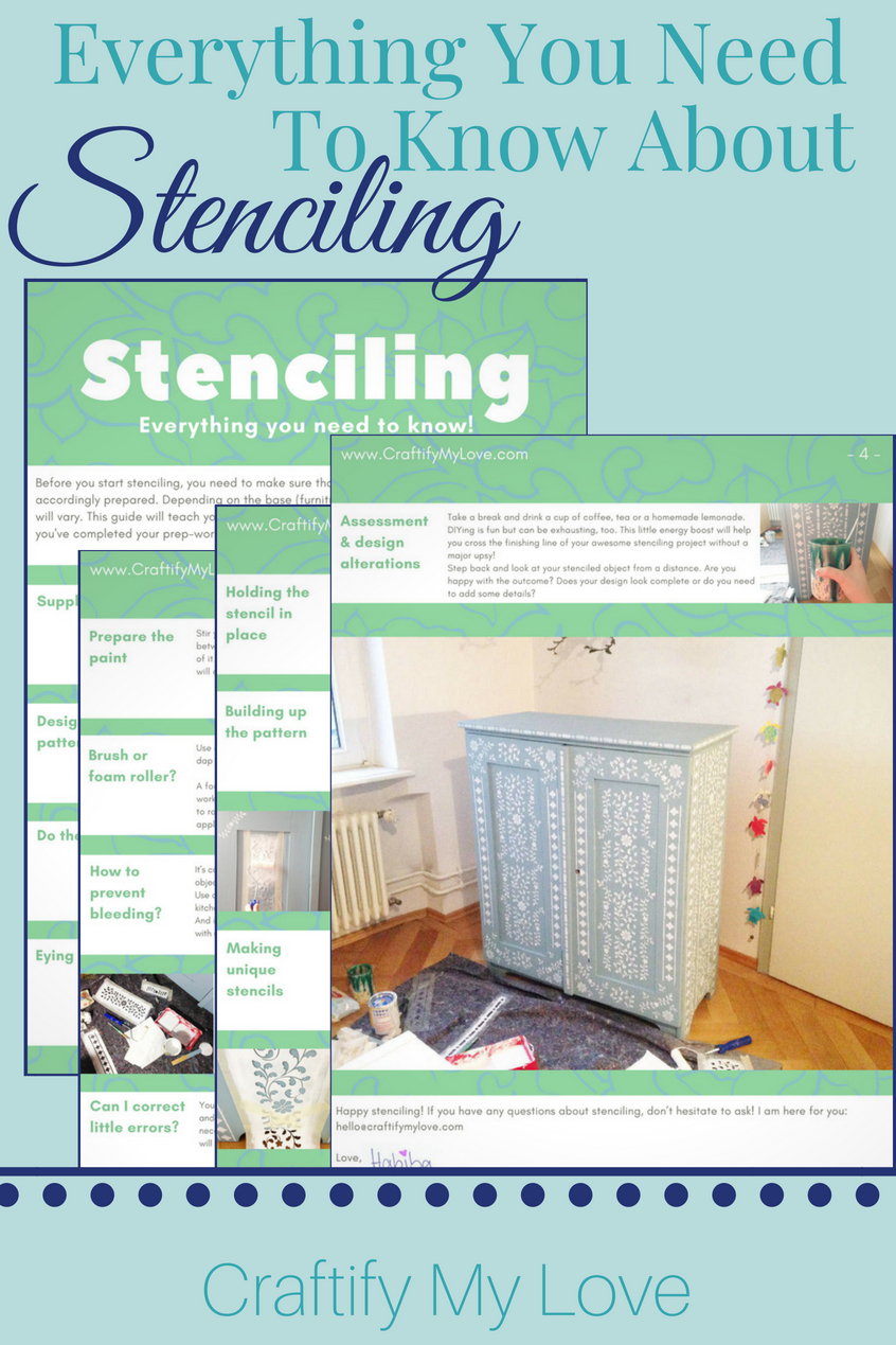 This is a must read for everyone who wants to stencil. It doesn't matter if you'll be stenciling a wall, floor, carpet, fabric, furniture, or clothes!! Download your free copy of the Stenciling Essentials Guide to master the art of stenciling with your first project. #craftifymylove #howtostencil #stenciling #freeguide #stencilingknowledge