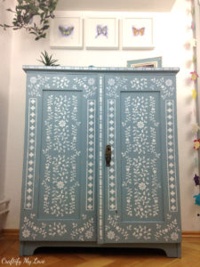 Anthropologie dresser knock-off made from a thrift store or road side find. Great first stencilling project