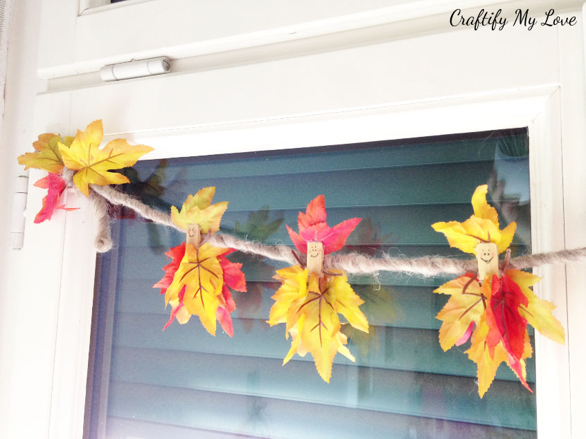 fall fairy mantel decor or autumn garland upcycling project