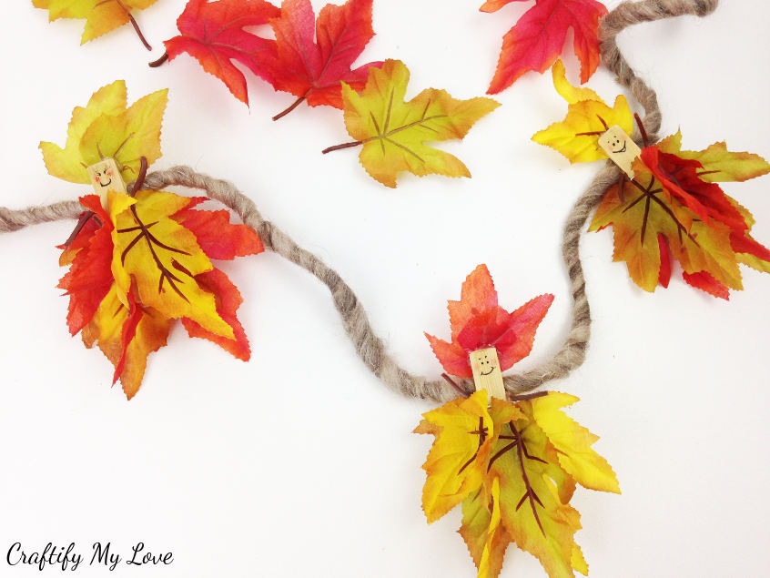 happy fall fairies garland - frugal and fun kids craft home decor in orange and yellow