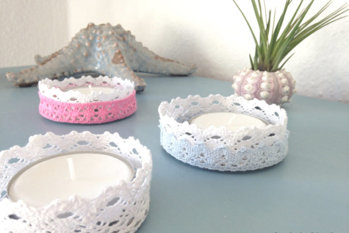 lacy romantic shape cheque DIY candle holders recycling project