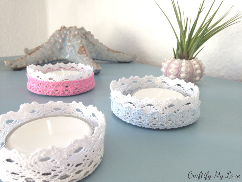 diy candle holders lace