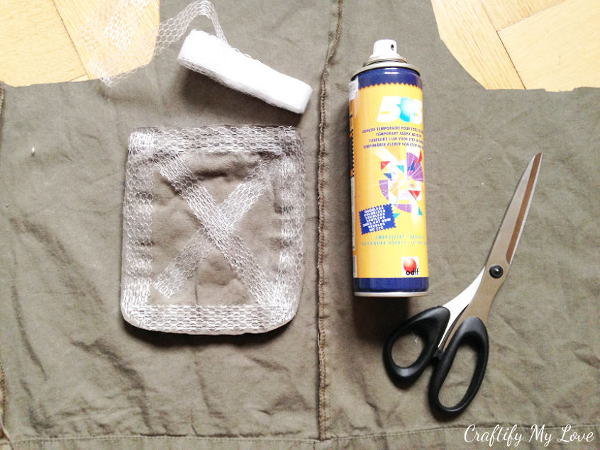 adding cargo pants pockets to upcycled costume shirt for butterfly catcher halloween costume