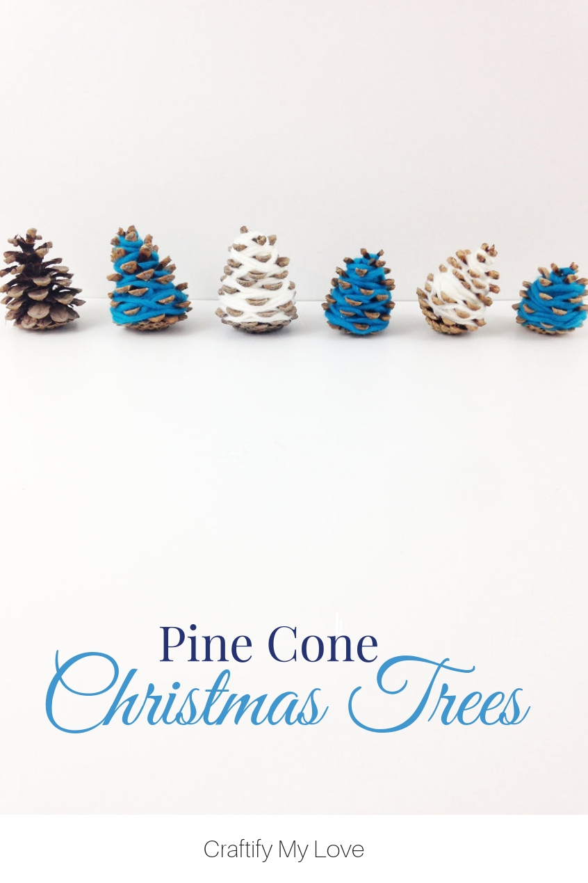 All you need for this Hygge Home Decor for Christas are yarn scraps and pine cones. Teal and white are perfect for a coastal home decor. #craftifymylove #coastaldecor #Christmasdecor #quickandeasy #diy #merryandbright