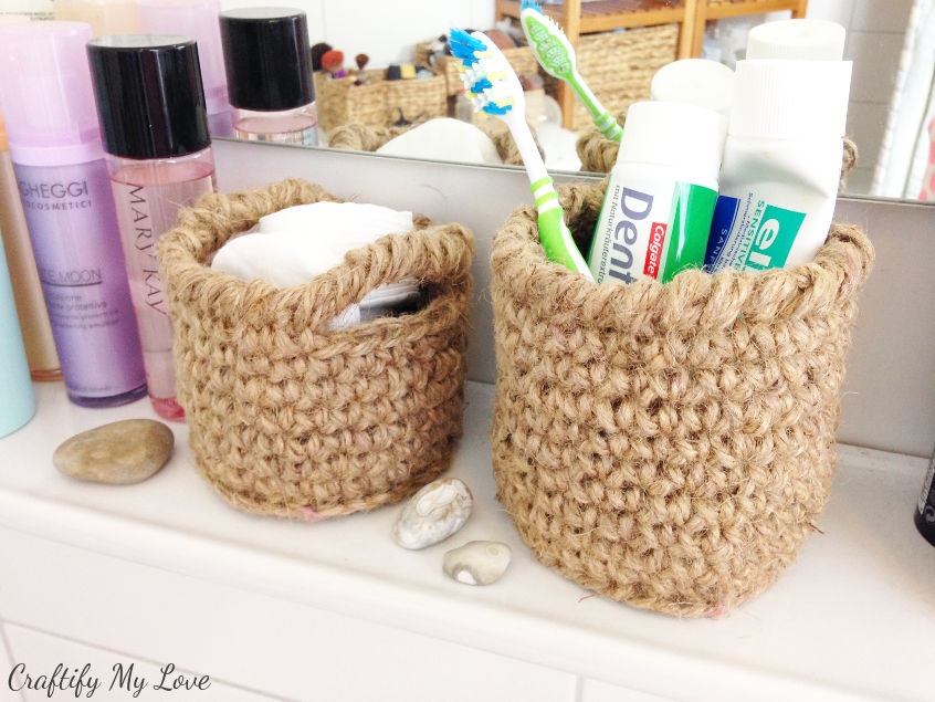 Round Key Basket Crochet Basket Flat Basket Gift Idea Utensilo Basket  Hallway Hallway Order Helper Basket 