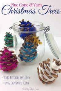 Fun & easy kids nature craft for Christmas that can be transformed into a beautiful home decor element in minutes. Click through for free tutorial. #craftifymylove #kidschristmascraft #kidscraftforchristmas #naturecraft #pinecones #giftidea #christmasdecorstorageidea