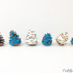 Teal and white DIY Christmas home decor: Mini pine cone Christmas tree