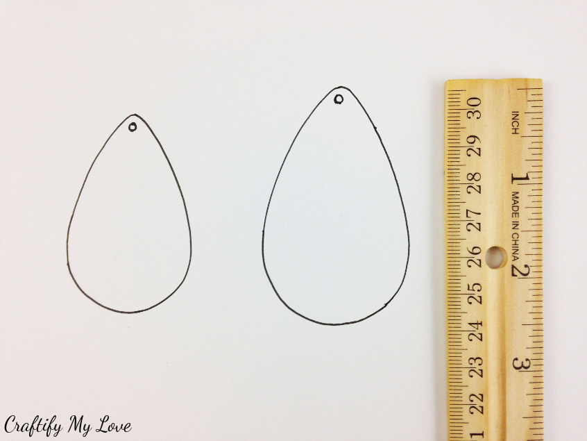 template for diy teardrop shaped earrings in two sizes CML Craftify