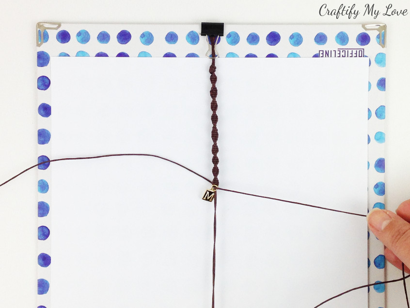 how to add a charm to a diy macrame half-knot bracelet