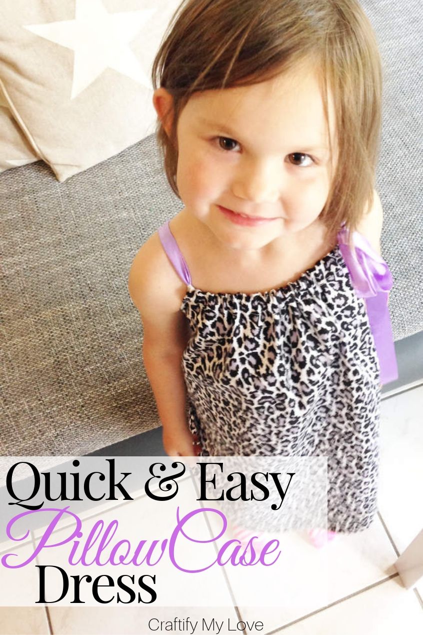 How to make the pattern and sew a simple pillowcase dress for your little girl this summer. Click for a detailed step-by-step tutorial including video instructions. #craftifymylove #pillowcasedress #girlssummerdresspattern #easysewingtutorialforgirls #freepatterndressgirl