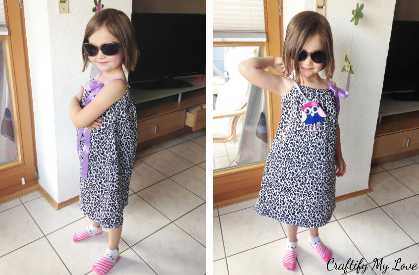 easy to sew summer dress pillowcase dress for girls in leopard and purple free pattern