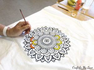 colouring for adults: t-shirt design mandala summer activity for kids using fabric paint