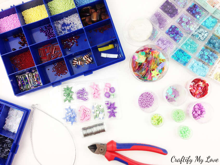 supplies for an easy to make sparkly home decor suncatcher