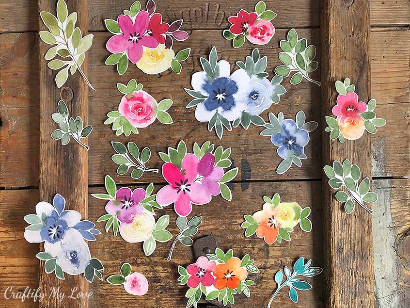 floral watercolor cutouts multi pupose craft kit scrapbooking card making home decor wall art you name it