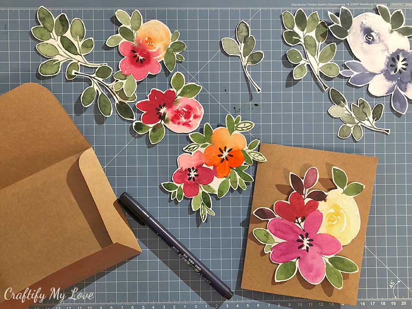 floral watercolor elements card making kit instant digital download to print at home