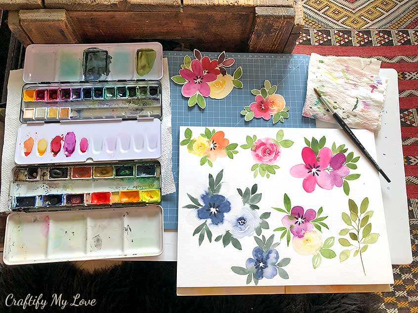 how to recycle watercolor practice sheets into beautiful handmade watercolor floral greeting cards